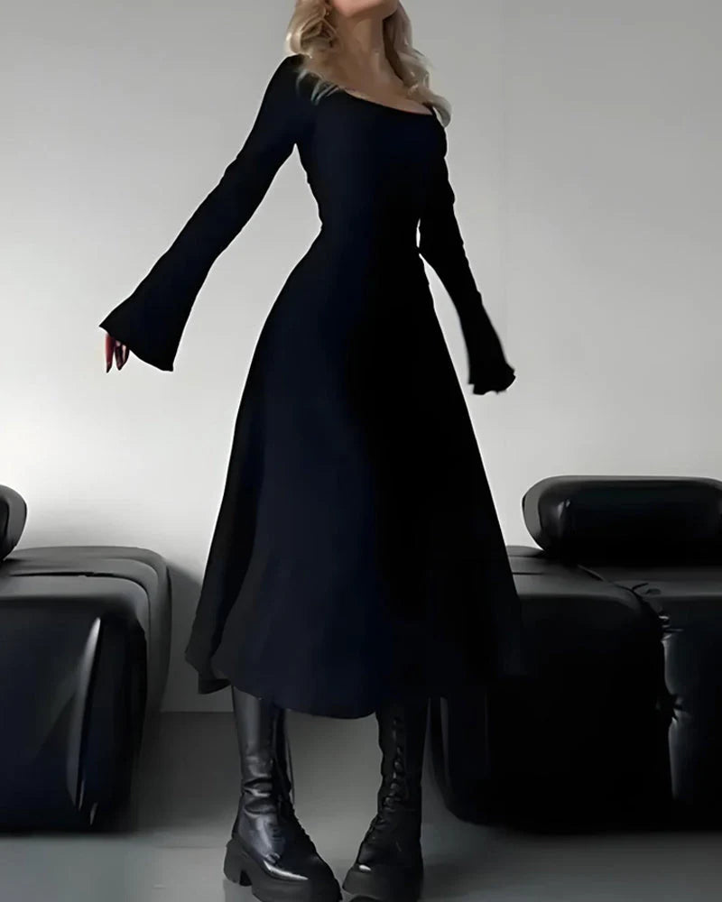 Lace-Up Square Neck A-Line Dress R814762
