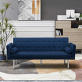 Blue Velvet Tufted Futon Sofa with 2 Pillows I320