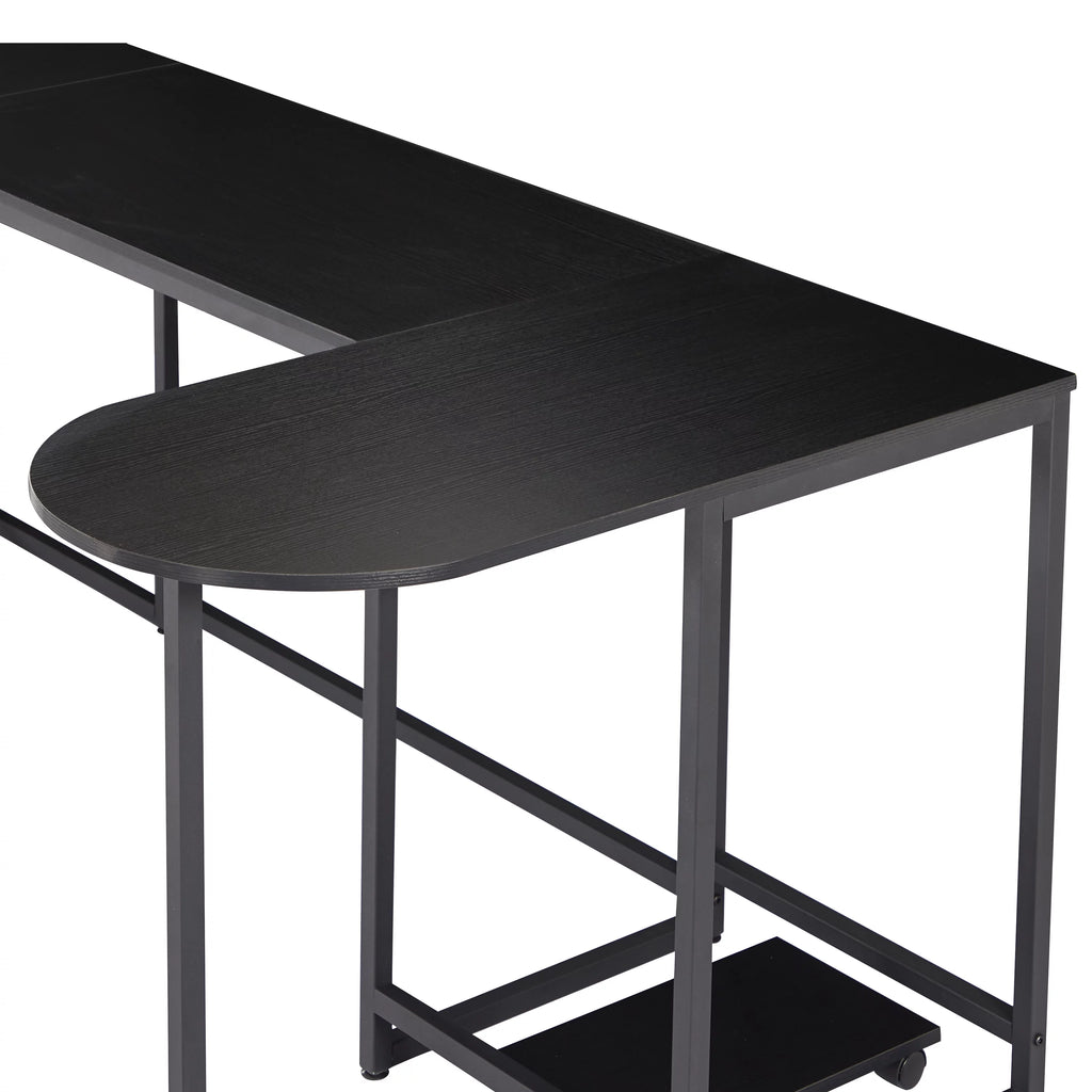 Black U-shaped Computer Desk with CPU Stand Q609