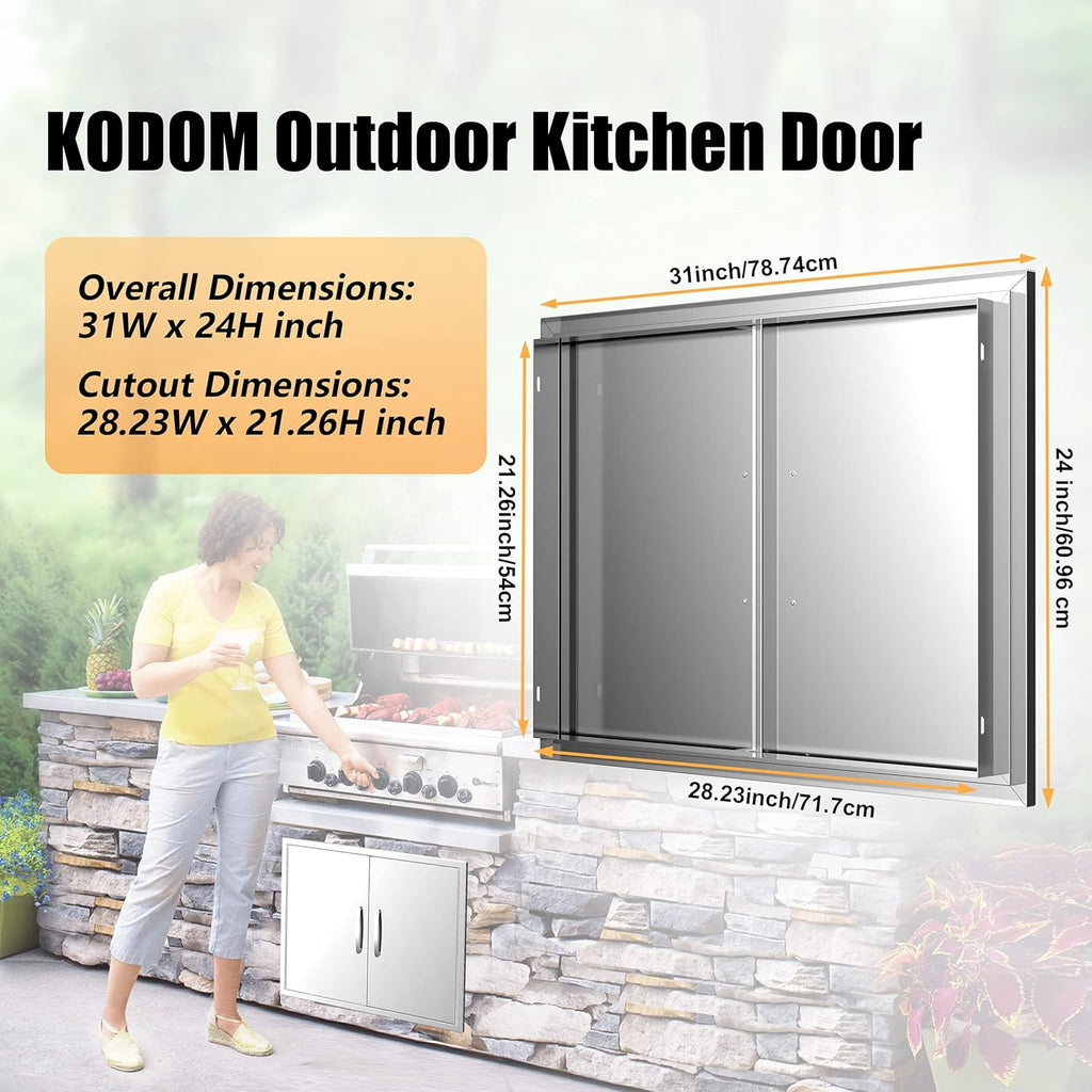 Stainless Steel Double BBQ Door 26W x 24H Inch E2298