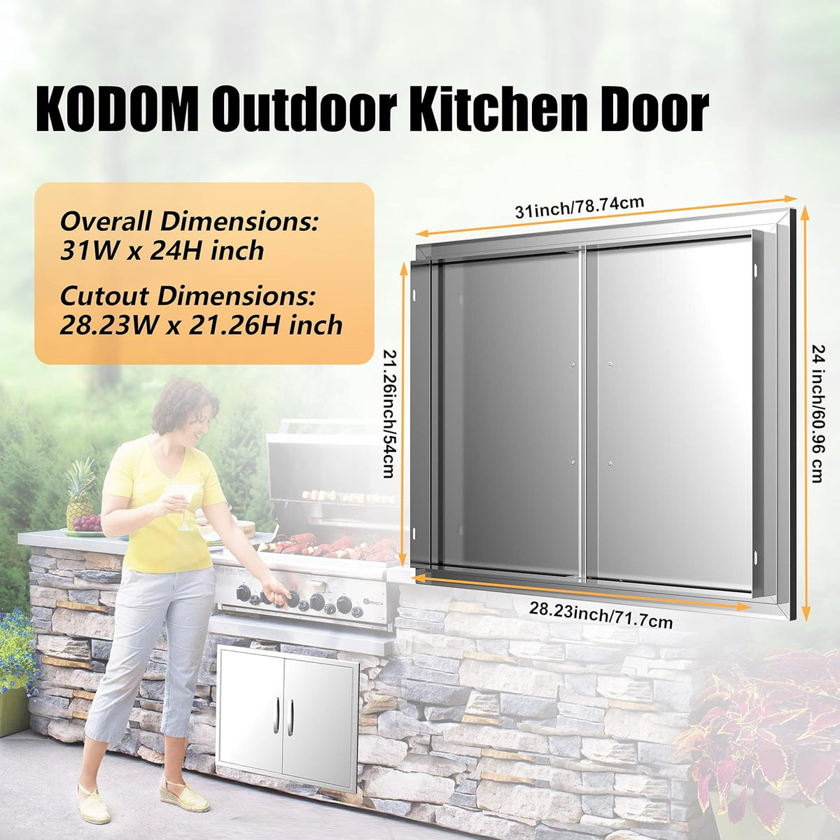 Stainless Steel Double BBQ Door 26W x 24H Inch E2298
