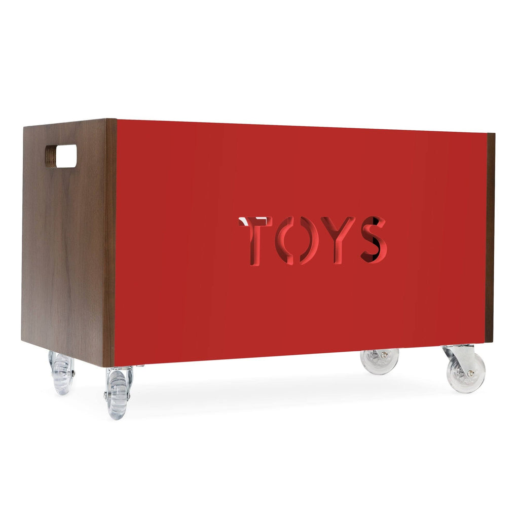Walnut Pink Toy Box Chest on Casters U624