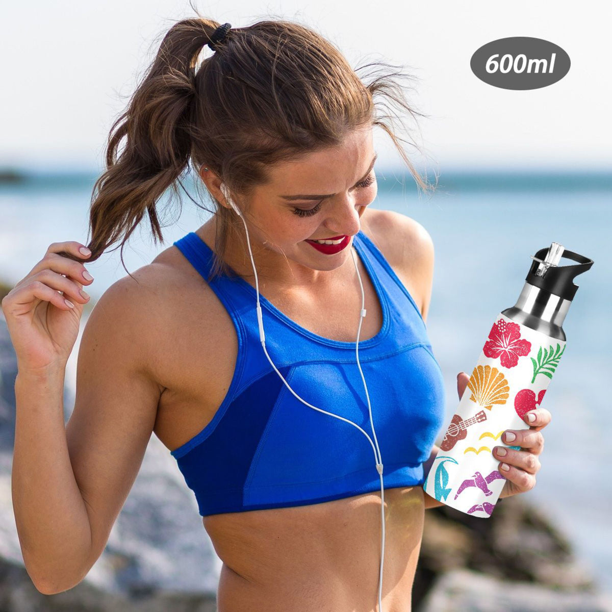 Stainless Steel Insulated Vacuum Flask Water Bottle with Straw Lid E769