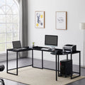 Black U-shaped Computer Desk with CPU Stand Q609