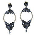 Pave Diamond Blue Sapphire Dangle Earrings W53478