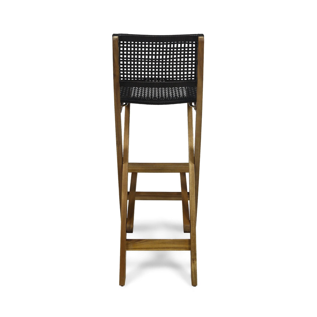 2pk Acacia Wood Folding Barstools Dark Gray F686