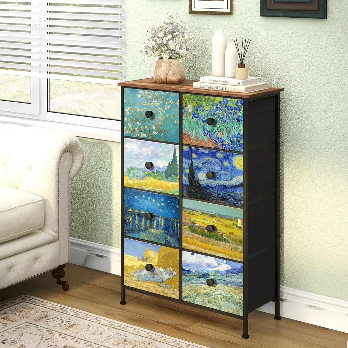 Rustic Brown 8 Drawer Tall Dresser U2965