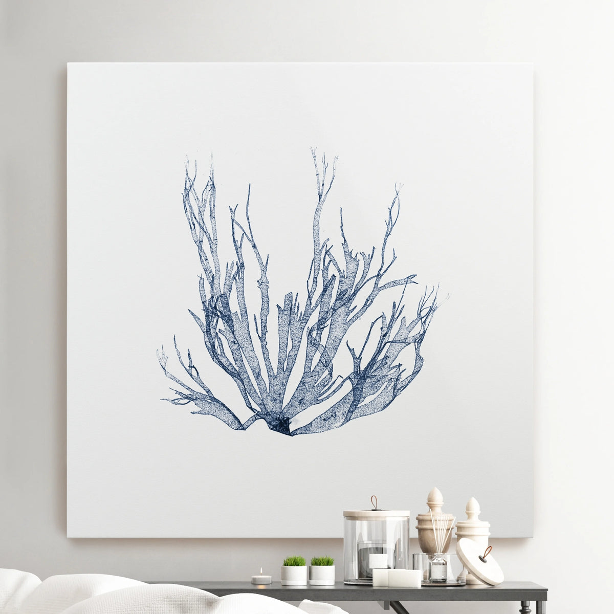 Navy Seaweed Gallery Wrapped Canvas 10x10 U44594