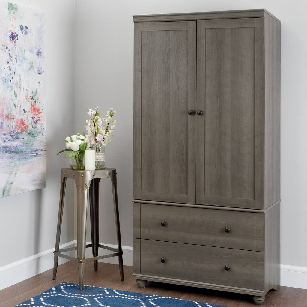 Gray Maple Storage Armoire with 2-Drawers M612
