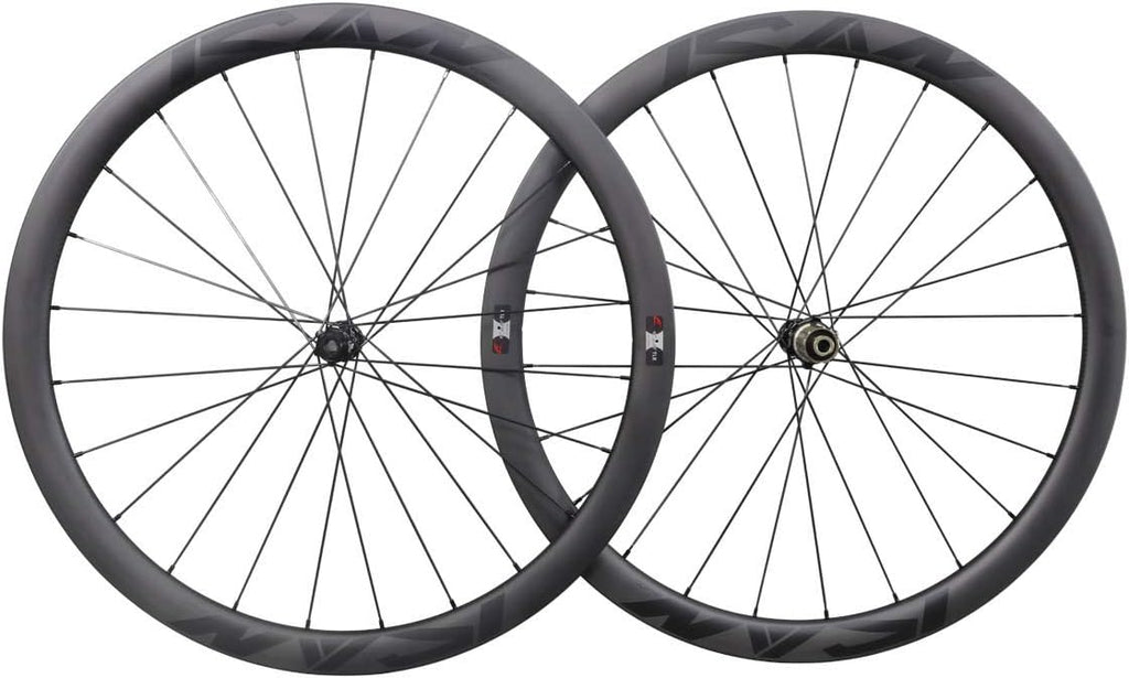 Carbon Road Bike Disc Wheelset 50 mm Clincher Tubeless Ready 25mm Center Lock Thru Axle T8153
