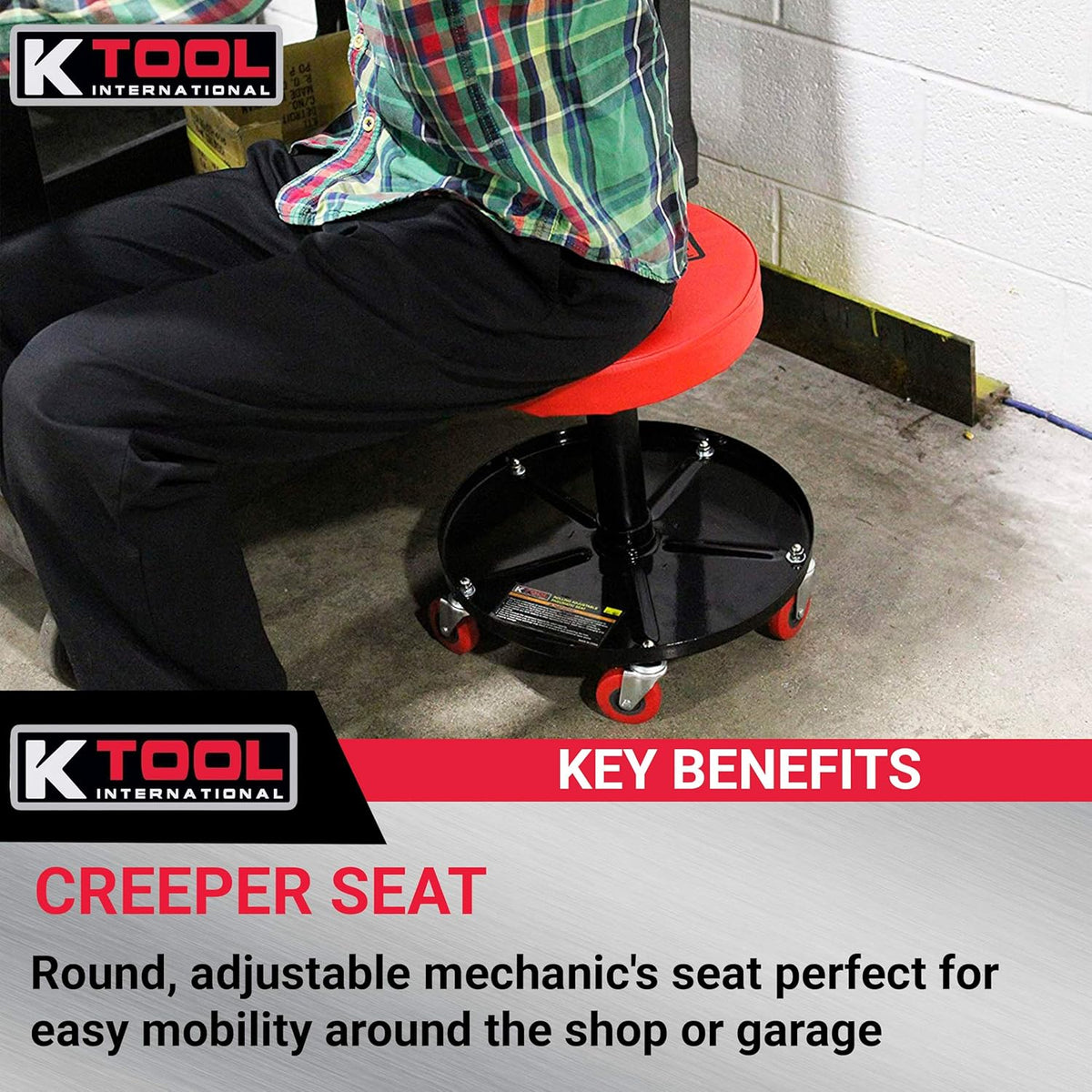Adjustable Rolling Mechanic Seat with Pneumatic Lift, Padded Seat, Pack of 2 H694