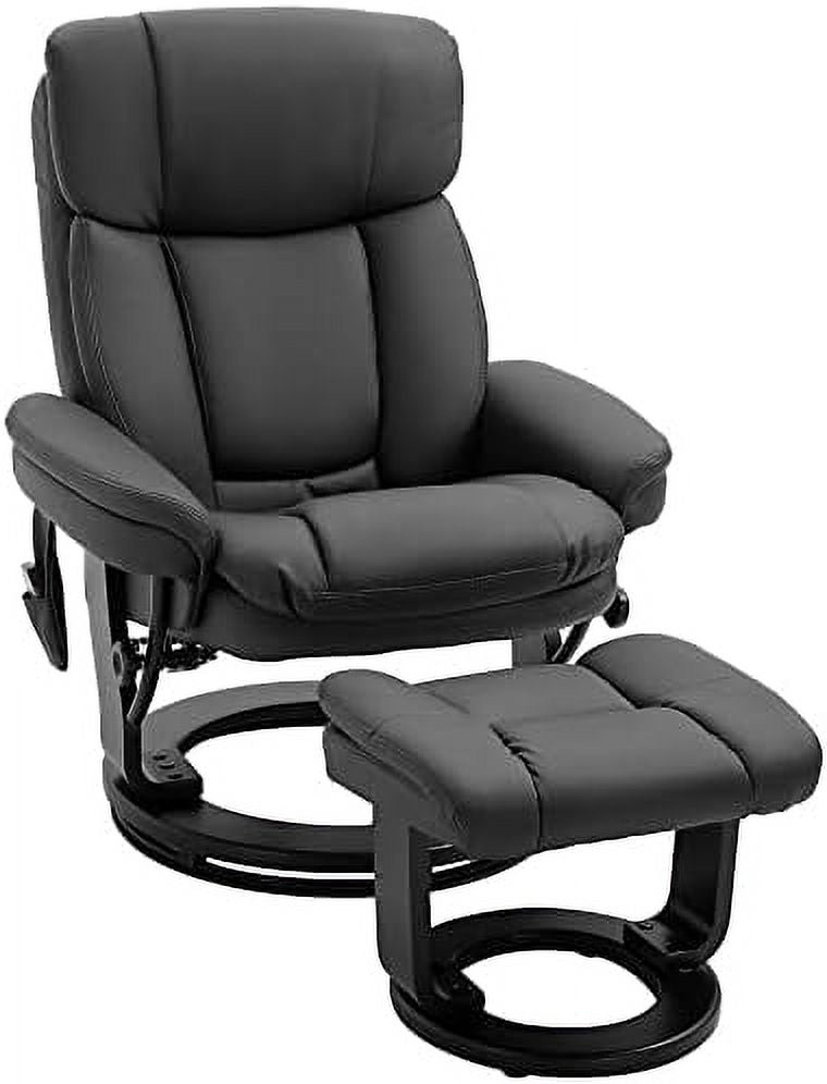 PU Leather Massage Recliner Chair with Ottoman 10 Point Vibration Swiveling Armchair Brown Q4931