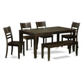 6 Piece Cappuccino Dining Table and 4 Chairs with Bench M72914