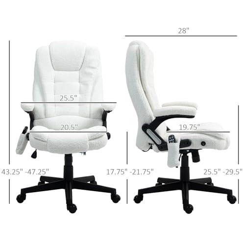 White Velvet High Back Reclining Office Chair with Remote W6196