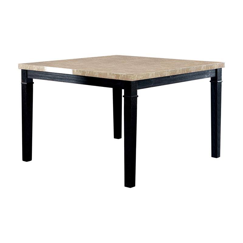 Black Wood Counter Height Table with Faux Marble Top W63702