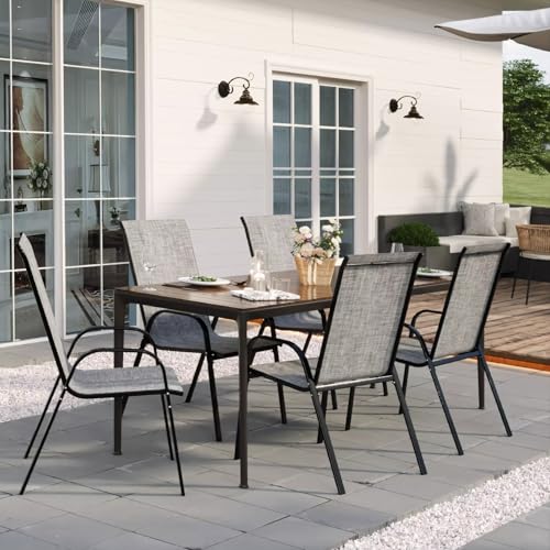 Grey Set of 4 Stackable Patio Dining Chairs M1304