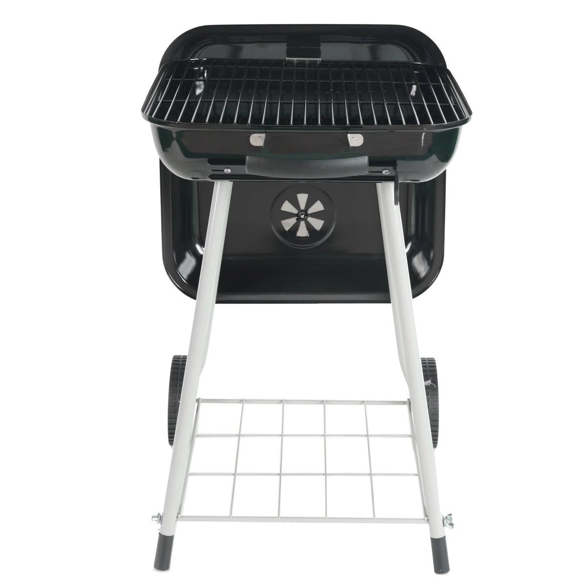 Square Steel Charcoal Grill with Wheels, Black Y478309