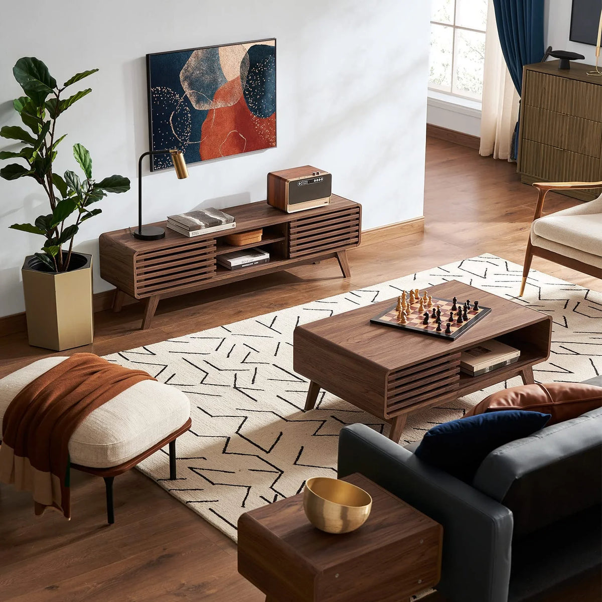 59 Mid-Century Modern TV Stand Console H8752