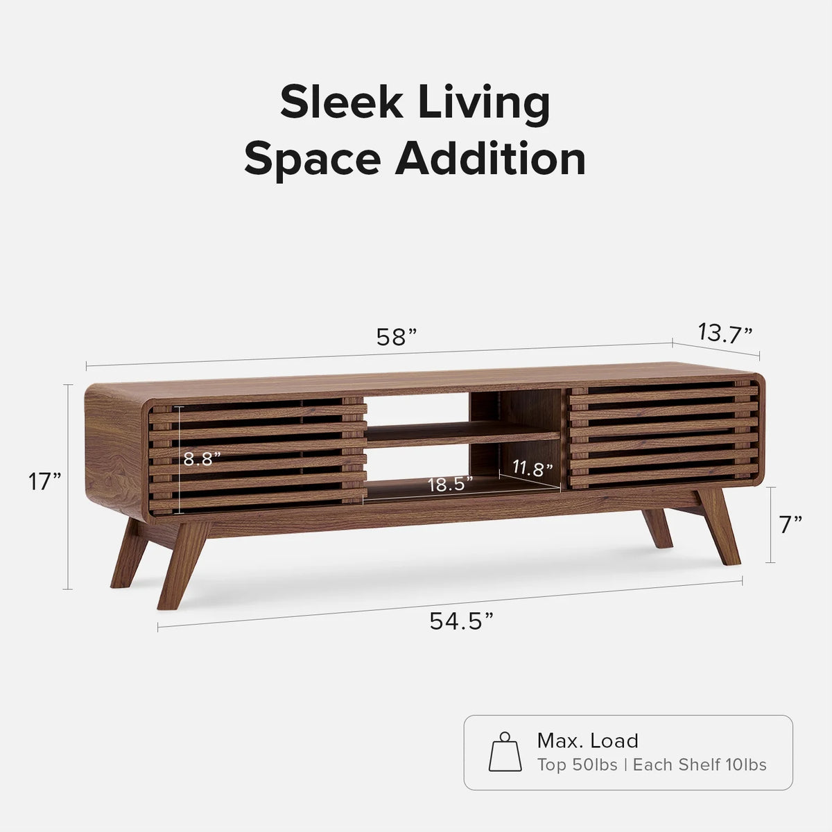 59 Mid-Century Modern TV Stand Console H8752