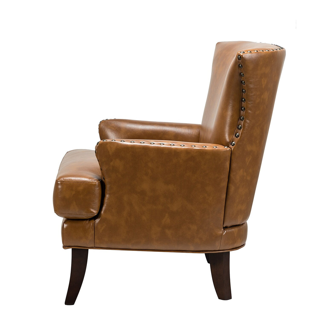 Traditional Wingback Upholstered Armchair with Nailhead Trim Set of 2 L4009