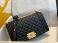 Black Caviar Skin Shoulder Bag J7661