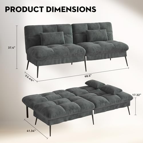 Black Convertible Futon Sofa Bed J305921