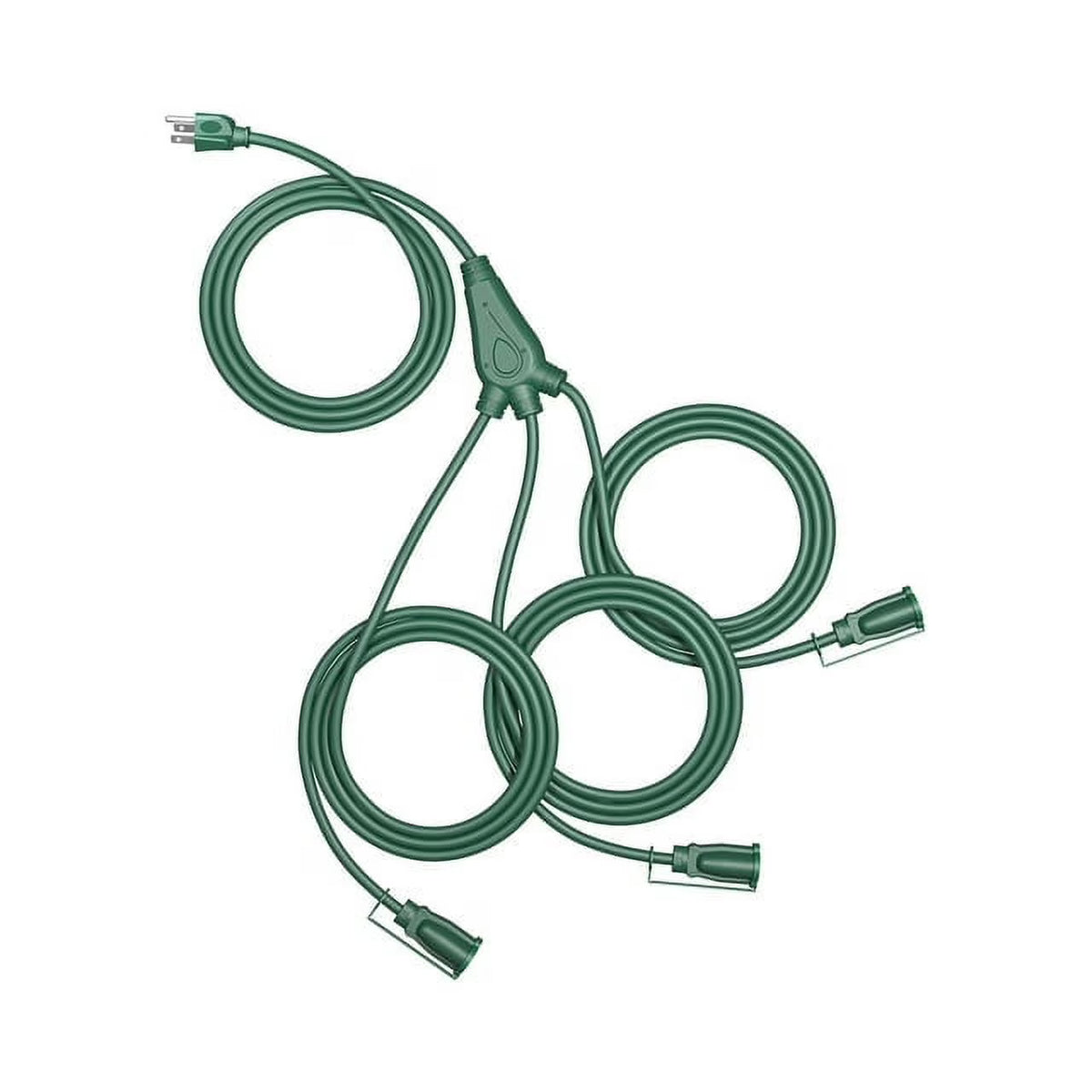 25 FT Outdoor Extension Cord with 3 Outlets, 16 AWG 3 Prong Grounded Green Power Cord K874310