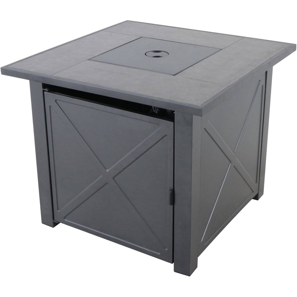 GAS Fire Pit with Tile Top and Light Gray Lava Rocks D51277
