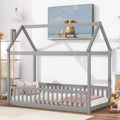 Twin Wood Platform Bed with Guardrails J4778