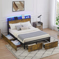 Queen Size Platform Bed Frame with Storage Headboard and 6 Drawers Q158131