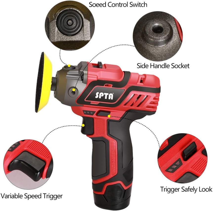 12V Cordless Car Polisher Tool Set with 1500mAh Li-ion Battery and Polishing Pads K13677