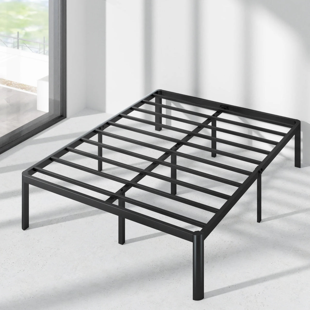 16" Metal Platform Bed Frame with Steel Slats, Twin P513