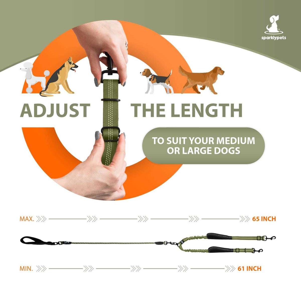 Double Dog Leash for 2 Dogs with Padded Handles P17116