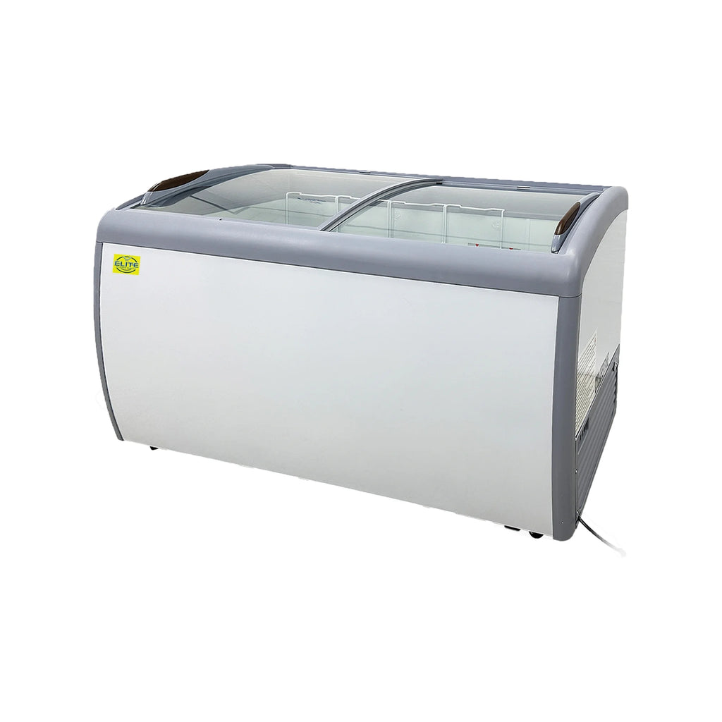 White Curved Glass Top Display Chest Freezer Z472