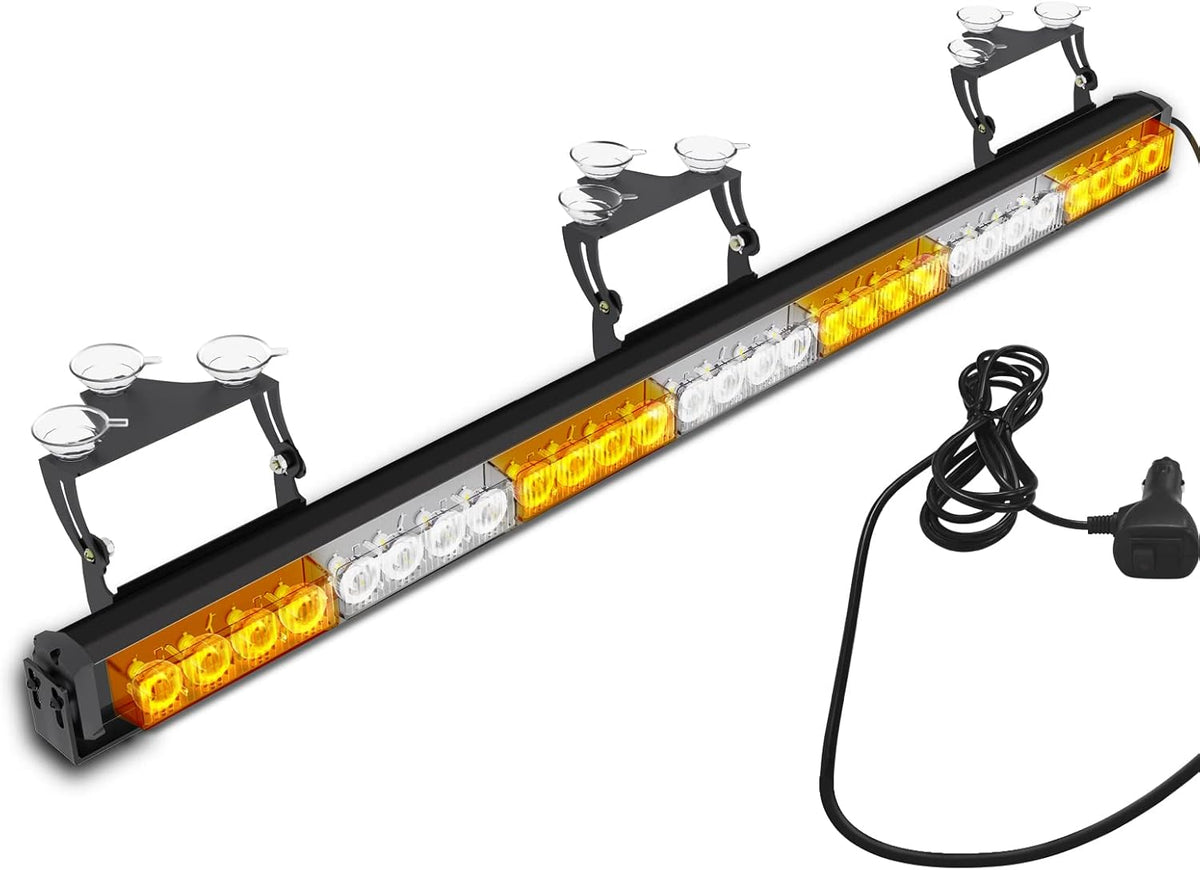 28LED Amber White Hazard Warning Strobe Light Bar Pack of 2 K35690