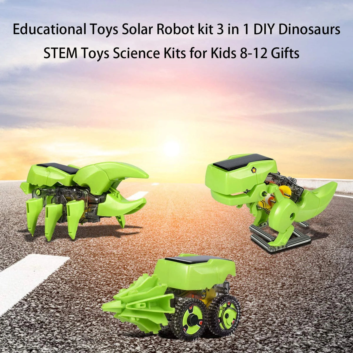 STEM Robot Building Toy Science Kit 3 in 1 Solar Dinosaur Desk Robot Y5090