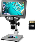 7 inch 1080P LCD Digital Microscope with 32G TF Card, 1200X Magnification Zoom, 12 Megapixels, 8 Adjustable LED Light T61858