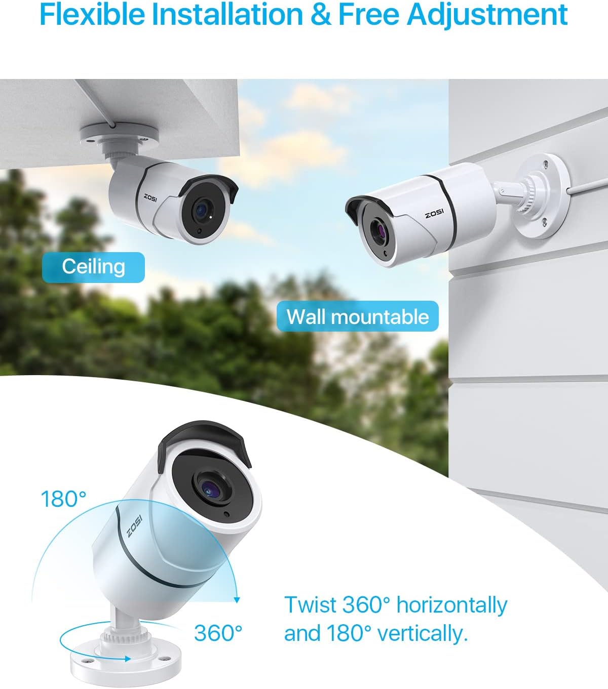 4PACK 1080P HD TVI Security Cameras 120ft Night Vision Waterproof Camera T990