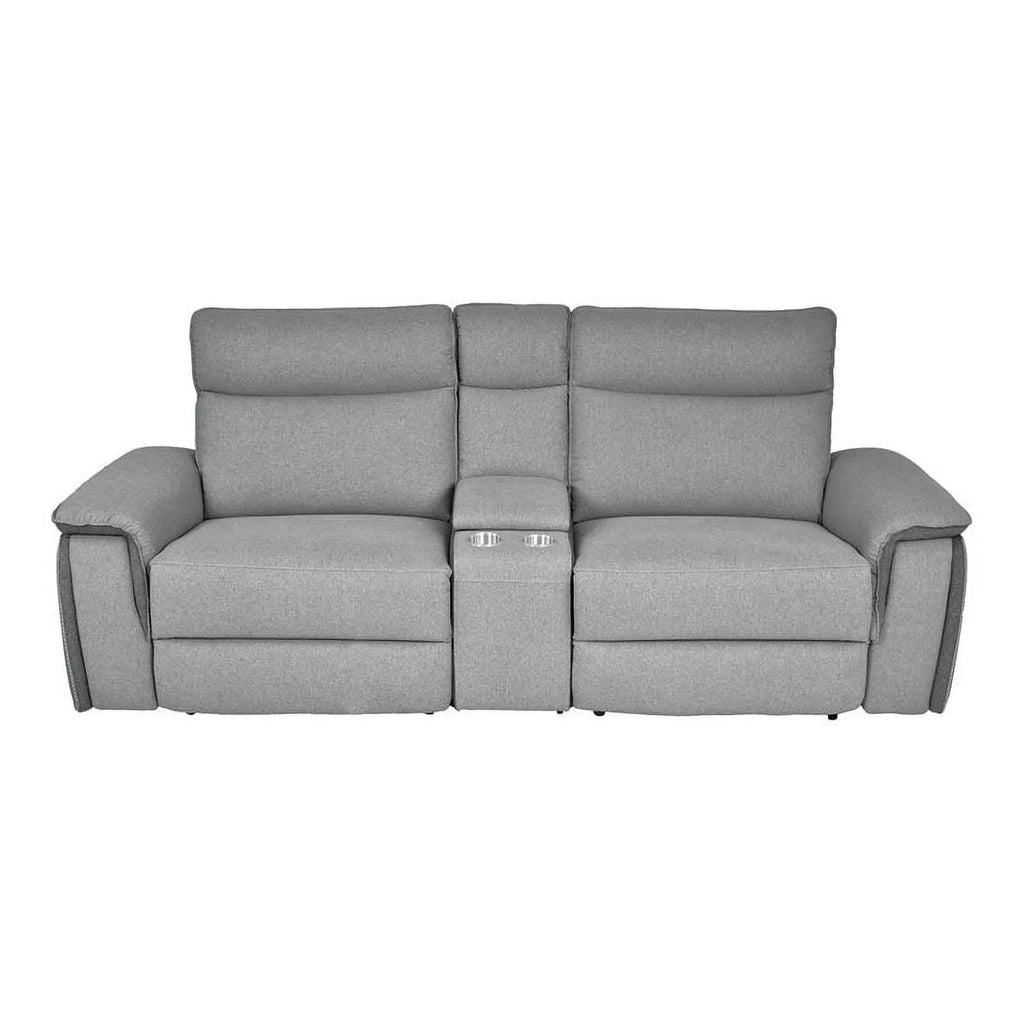 Taupe Gray Fabric Double Reclining Loveseat U470