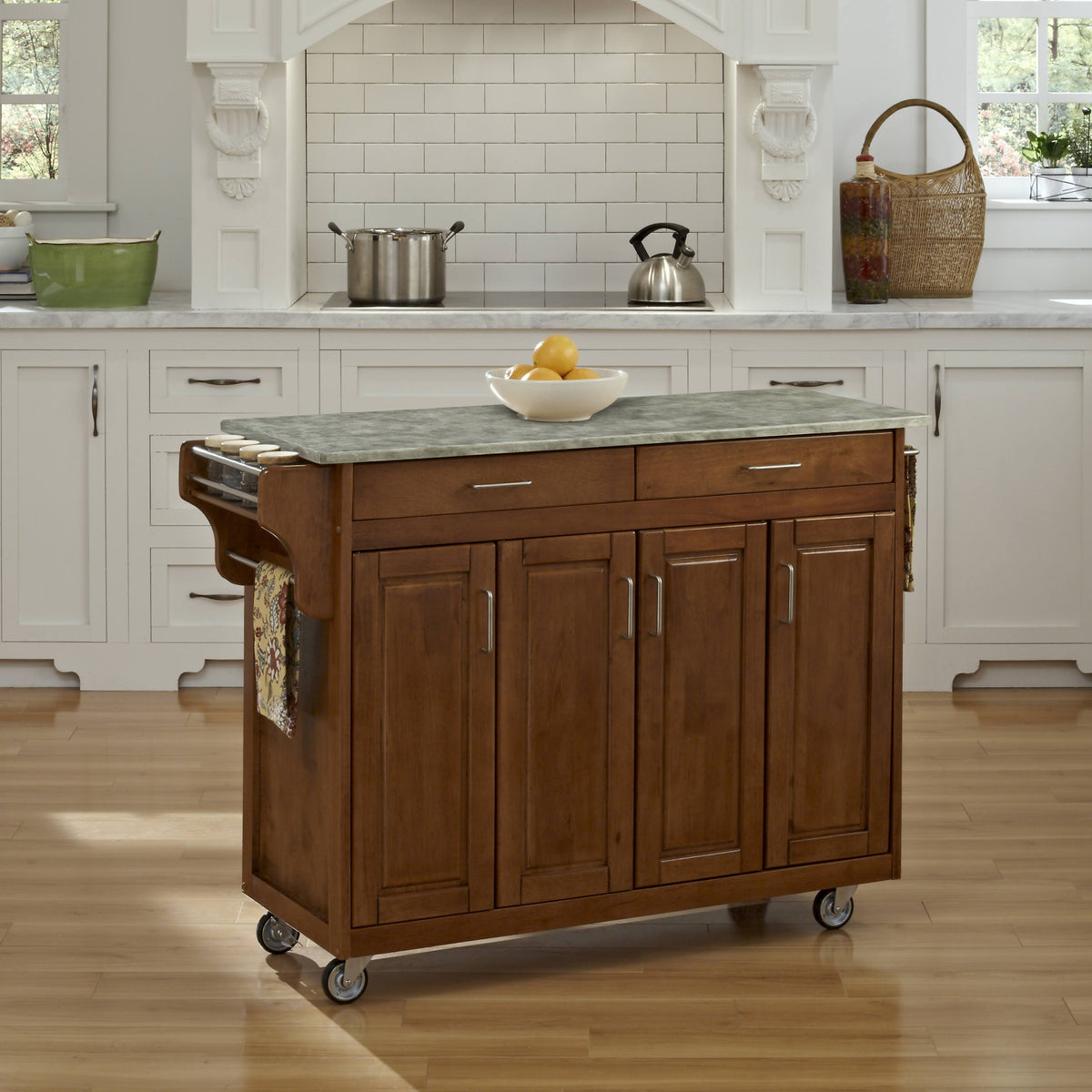 Oak Create-a-Cart with Concrete Top U908857