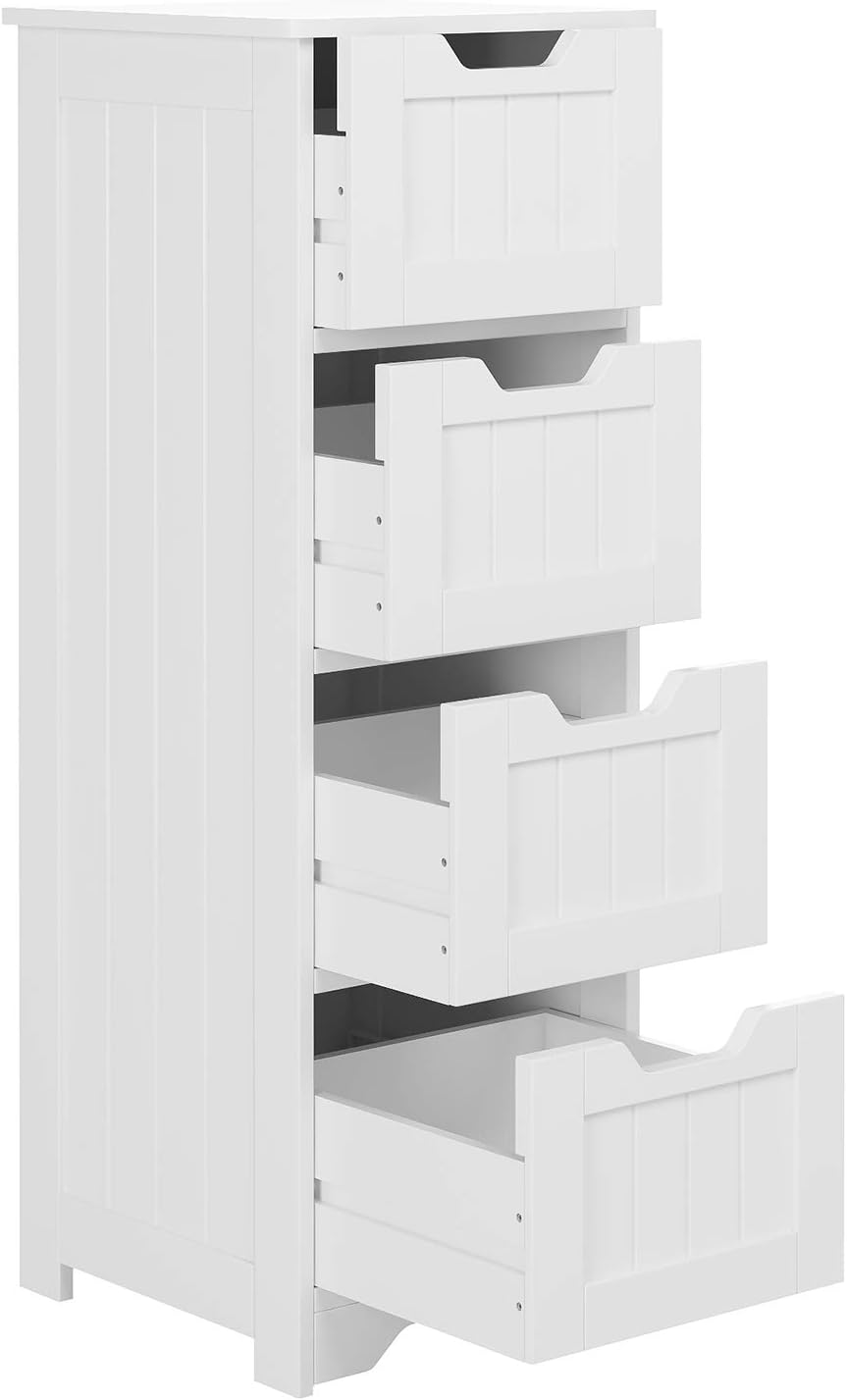 White 4 Drawer Bathroom Floor Storage Cabinet Z9246