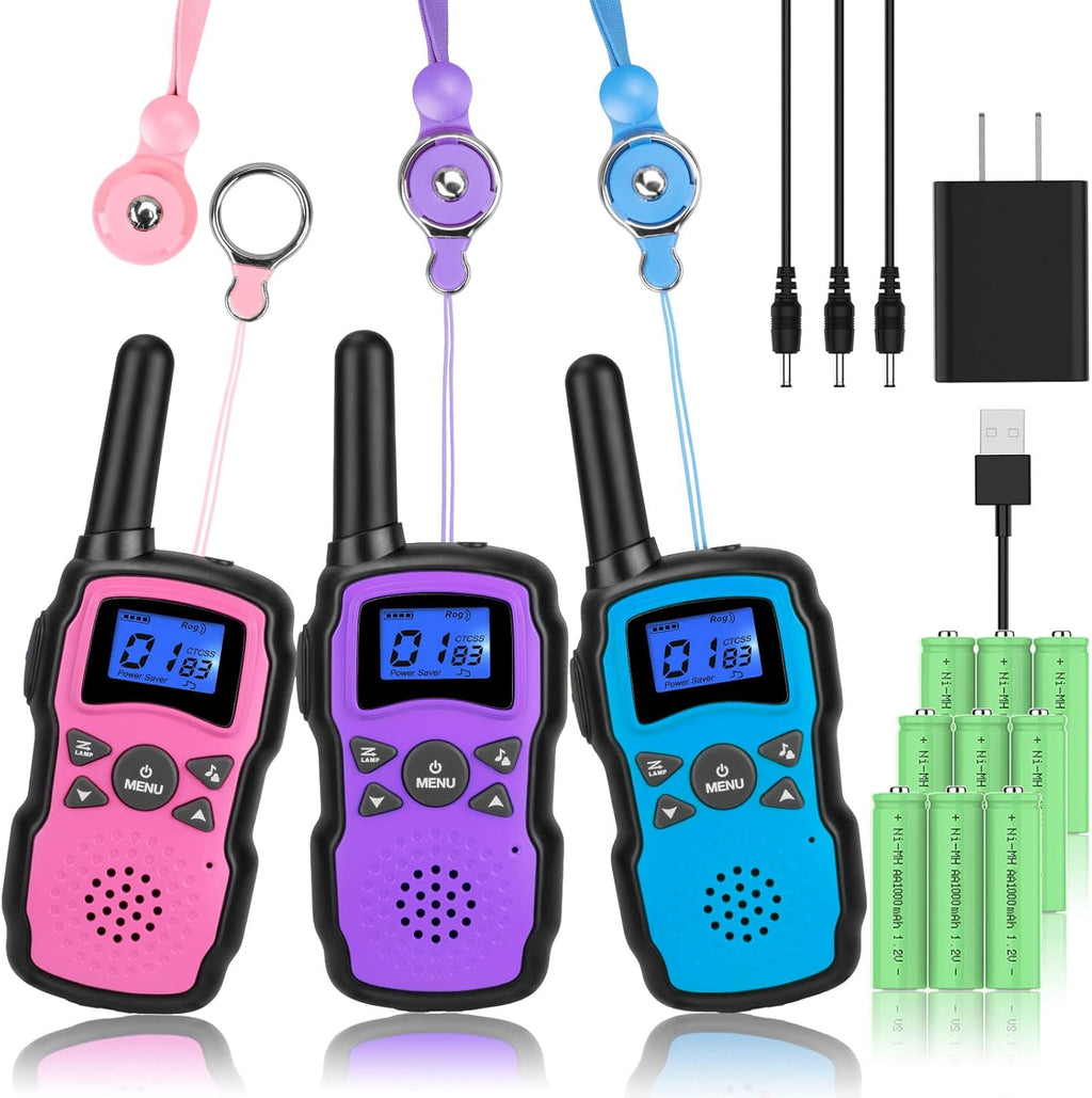 3 Pack Rechargeable Walkie Talkies with USB Charger Battery C147462