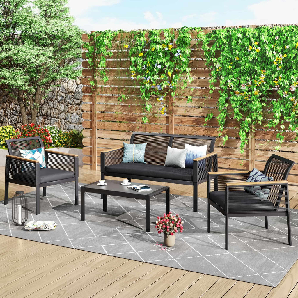 4 Piece All Weather Wicker Patio Sofa Set I87176