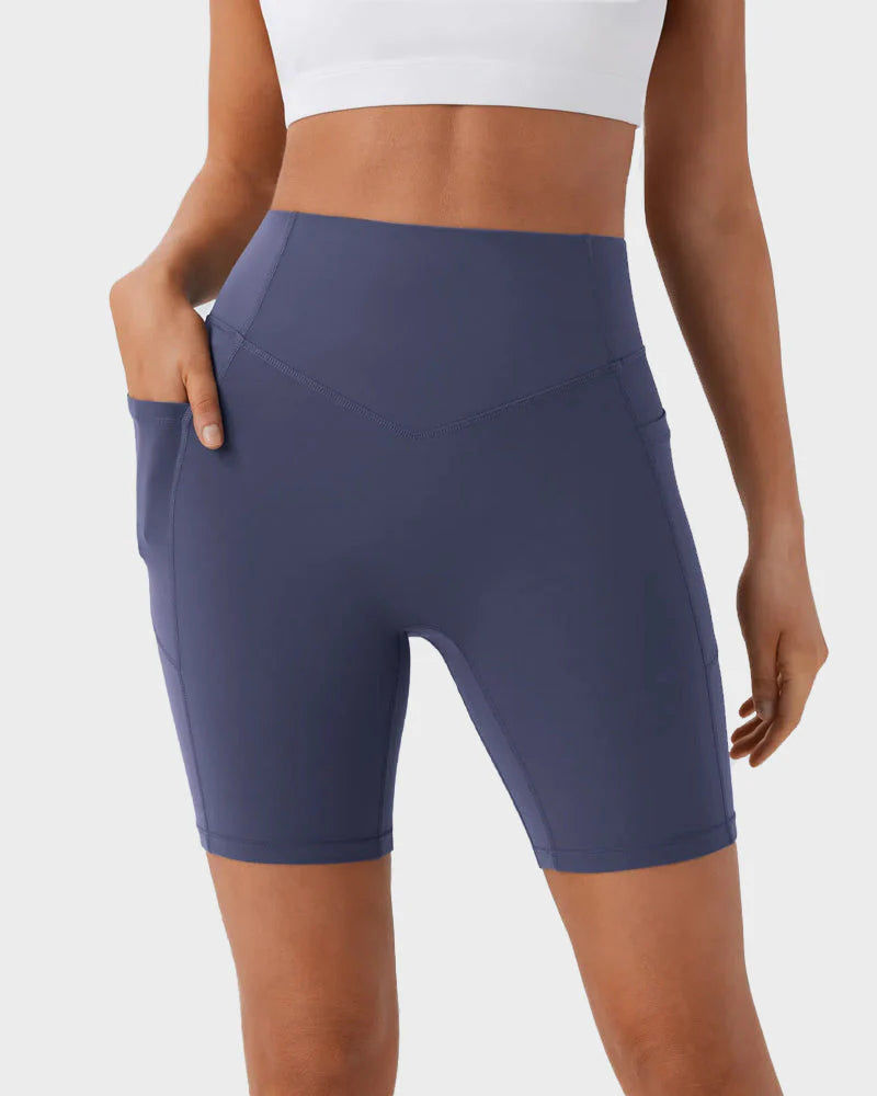 Tummy Control Butt-Lifting Training Shorts with Pockets D6080