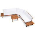 White 4-piece Wood Outdoor Sectional Sofa Set N329