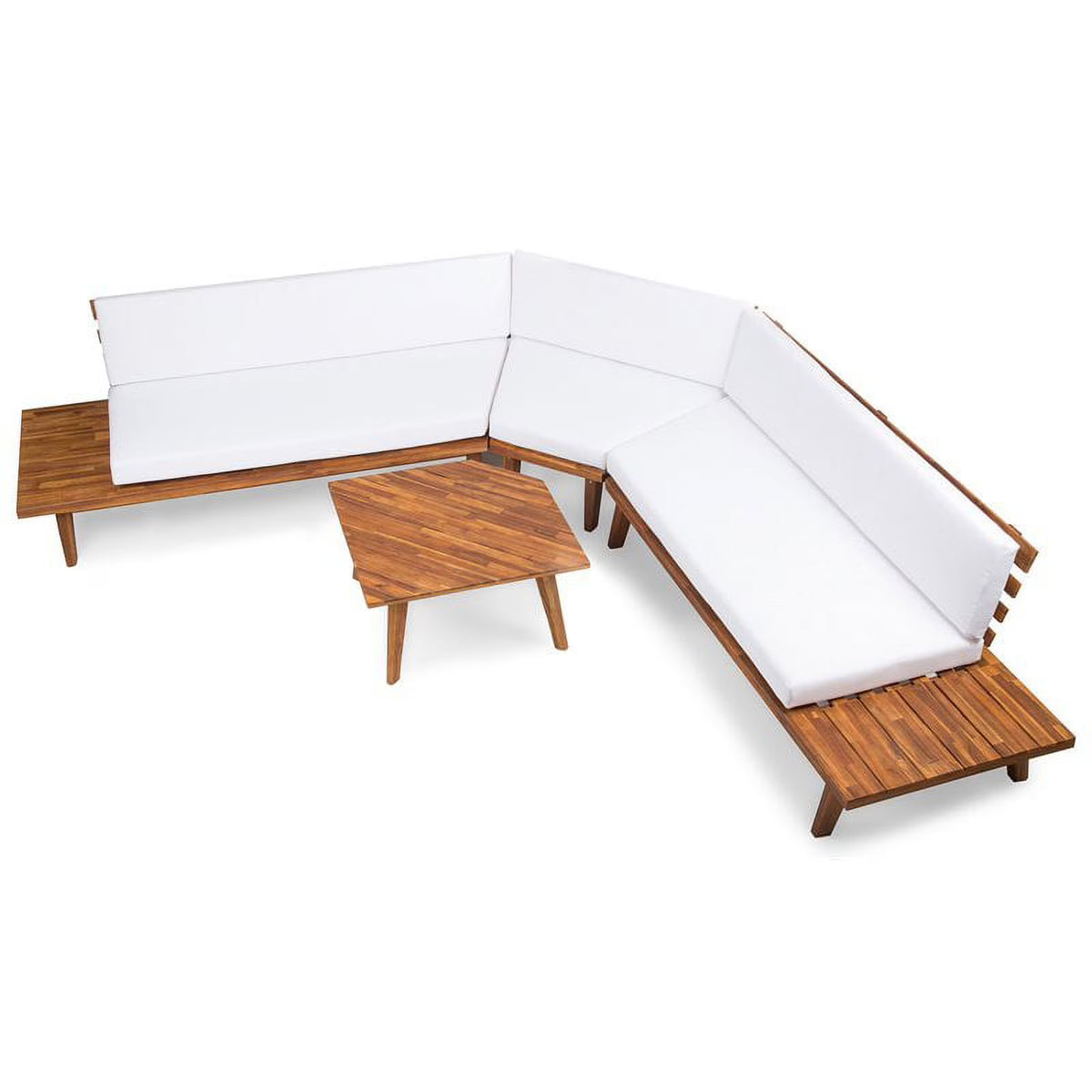 White 4-piece Wood Outdoor Sectional Sofa Set N329