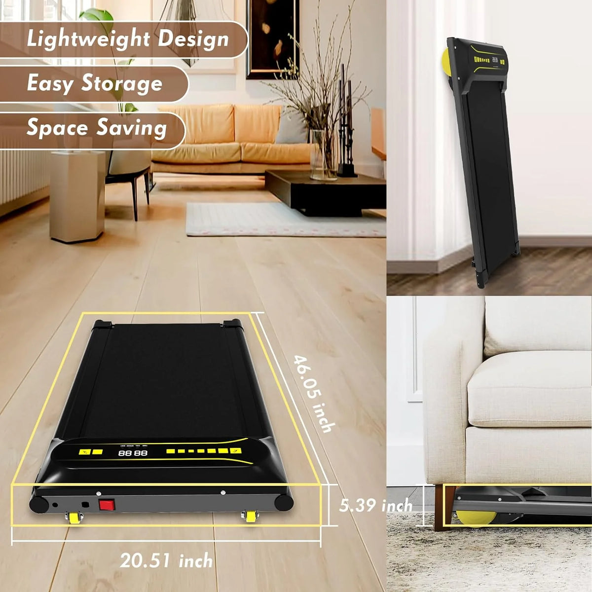 Portable Mini Treadmill with Remote Control Black N81521