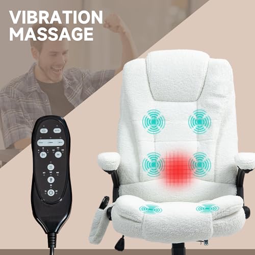 White Velvet High Back Reclining Office Chair with Remote W6196