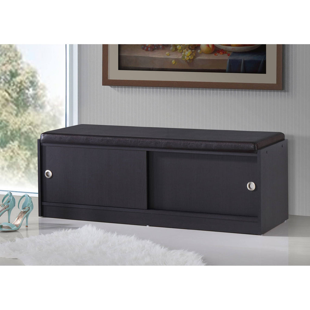 Dark Brown Wood Storage Bench Organizer Y7775