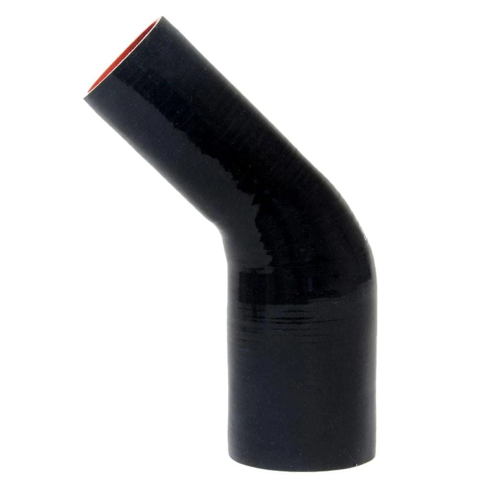 3.75x22 u003E 4x22 ID 4ply Silicone 45 Deg Elbow Reducer Hose Black M49701